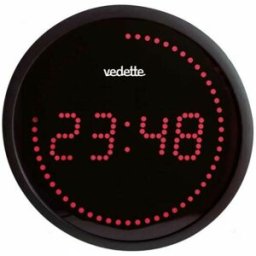 Vedette Horloge murale digitale ronde à leds rouges sur secteur