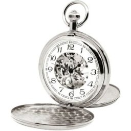 Montre gousset mécanique squelette Bayard argentée avec clapets
