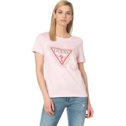 T shirt Guess diamond triangle Femme Rose XS