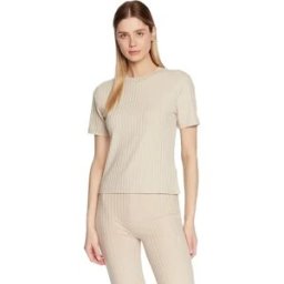 T shirt Calvin Klein Ribbed Femme Beige XS