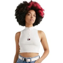 Débardeur Tommy Jeans badge Femme Blanc S