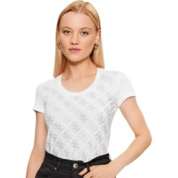 T shirt Guess strass 4g Femme Blanc XS