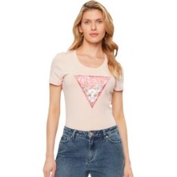T shirt Guess Rn triangle Femme Rose S