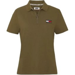 Polo Tommy Jeans badge Femme Kaki XS