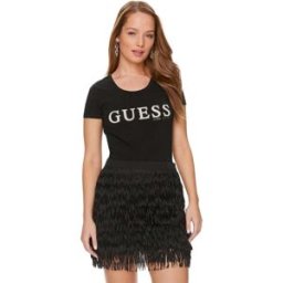T shirt Guess strass Femme Noir S