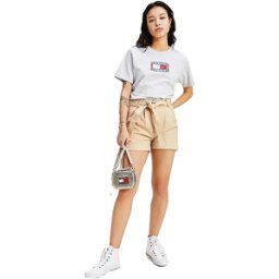 Short Tommy Jeans Logo badge Femme Beige 25