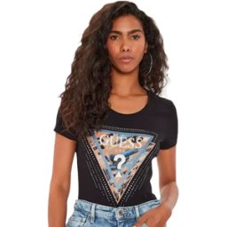 T shirt Guess G print strass Femme Noir XS