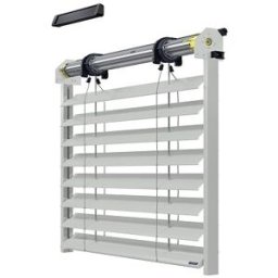 Le Roi de la Fenêtre Brise Soleil Orientable - BSO Lames PX90Z Motorisation Radio Solaire avec télécommande avec pose