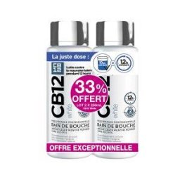 Cb12 Bain de Bouche White – Sans Alcool - Aide à Blanchir Les Dents - Protection Scientifiquement Prouvée Contre la Mauvaise Haleine Pendant 16 Heures – Combat la Cause de la Mauvaise Haleine – Fraîcheur Longue Durée – Menthe Douce - 250 ml - Lot de 2 - L