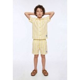 MONOPRIX Short élastiqué en seersucker rayé en coton 14 ans