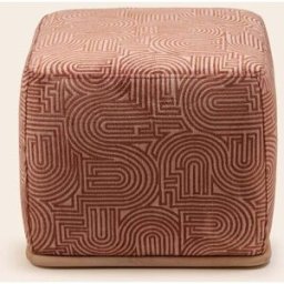 MADURA Pouf Arnel Klark rose de pêcher caramel - ROSE 50x50xH43 cm