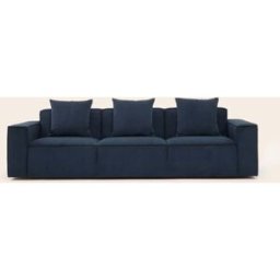 MADURA Canapé 3 Places Dyonis Profilo côtelé Bleu de nuit - BLEU 250x93xH67 cm