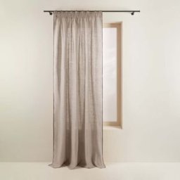 MADURA rideau à galon fronceur Carlina Ficelle et bourdon noir - BEIGE 135x350 cm