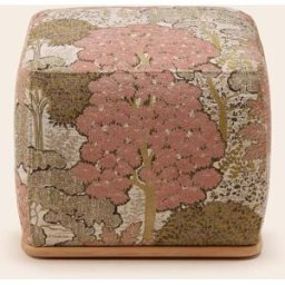 MADURA Pouf Arnel Alisia naturel et rose orangé - ORANGE 50x50xH43 cm