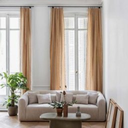 MADURA rideau panneau Carlina Sable et bourdon noir - BEIGE 150x280 cm