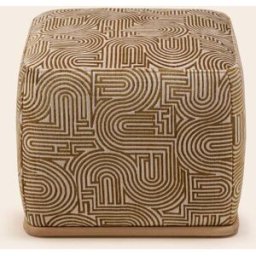 MADURA Pouf Arnel Klark ecru et moutarde - JAUNE 50x50xH43 cm