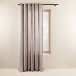 MADURA rideau à oeillets noirs Carlina Ficelle et bourdon noir - BEIGE 144x280 cm