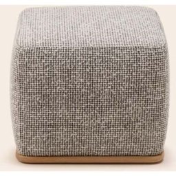 MADURA Pouf Arnel Pietro ivoire et noir - BLANC 50x50xH43 cm