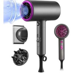 Sèche-cheveux - Purelab - avec diffuseur - Sèche-cheveux ionique - 3 niveaux - Noir