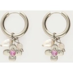 Boucles d'oreilles Botanical maxi avec fleur et strass rose My Jewellery or One Size femme