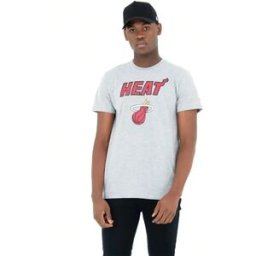New Era T-shirt à Manches Courtes Nba Regular Miami Heat Grey Med 2XL Homme