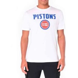 New Era T-shirt à Manches Courtes Nba Regular Detroit Pistons White S Homme