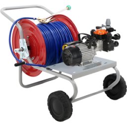 AgriEuro TOP-LINE Kit motopompe électrique de pulvérisation avec chariot - Comet MTP BPX25 PA6 - Pour produits chimiques et acides