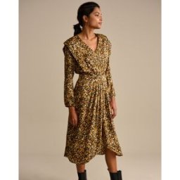 Bellerose - Robe midi effet satiné Annie léopard dorée/marron 0