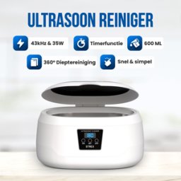 Strex Ultrasonic Cleaner 600ml - 360º - Nettoyeur à ultrasons - Appareil de nettoyage pour lunettes / bijoux / montres / pièces de monnaie