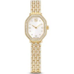 Swarovski Montre Dextera octagon, Fabriqué en Suisse, Bracelet en métal, Ton doré, Finition ton doré OS