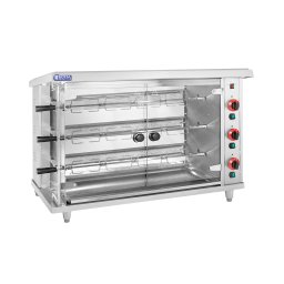 Rôtissoire poulet - à gaz - 3 broches - avec éclairage - Royal Catering