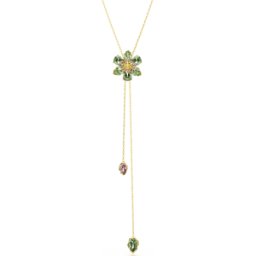 Swarovski Pendentif en Y Idyllia, Tailles variées, Fleur, Multicolore, Doré à l’or 18 carats (750/1000) OS