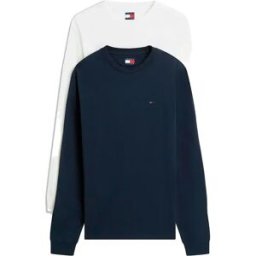 Tommy Jeans T-shirt à Manches Longues Dm0dm22148 2 Unités Ecru / Dark Night Navy M Homme