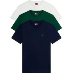 Tommy Jeans T-shirt à Manches Courtes Dm0dm21579 3 Unités Ecru / Dark Blue / Velvet Green XL Homme