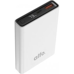alfo. Batterie externe 10 000 mAh PD avec écran LCD, blanche