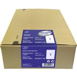 Avery Zweckform ELA027-500 Etiquette universelles 210 x 297 mm blanc 500 pc(s) imprimante laser, imprimante laser couleur, imprimante à jet dencre