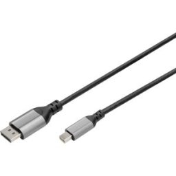 Câble de raccordement Digitus DisplayPort / Mini-Display Fiche mâle DisplayPort, Fiche mâle Mini DisplayPort 2 m noir DB-340106-020-S blindé, connecteur
