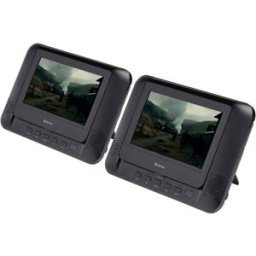 Denver MTW-793 Lecteur DVD portable 17.78 cm 7 pouces CEE: D (A - G) fonctionnement sur batterie, avec câble de connexion Auto 12 V, avec écran secondaire noir
