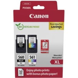 Canon Encre PG-560XL+CL-561XL dorigine paquet de 2 noir, couleur 3712C008