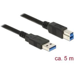 Delock Câble USB USB 3.2 Gen1 USB-A mâle, USB-B mâle 5.00 m noir contacts dorés 85070