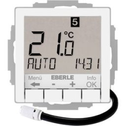 Eberle 527812455604 UTE 4800-F-RAL9016-G-55 Thermostat dambiance encastré programme journalier, programme hebdomadaire Chauffage/refroidissement 1 pc(s)