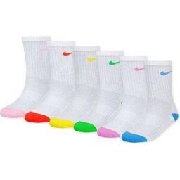 Nike Kids Chaussettes Nhn Smiley Crew 6 Paires Medium Soft Pink EU 27-35 Garçon,Fille