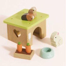 Le Toy Van Clapier avec lapin et cochon d'Inde pour maison de poupée en bois FSC