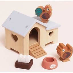 Le Toy Van Poulailler avec poule oeufs et coq pour maison de poupée en bois FSC