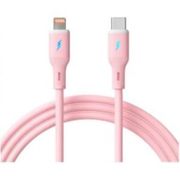 Akyga Câble USB USB 2.0 USB-C® mâle, Connecteur Lightning 1 m rose flexible AK-USB-71