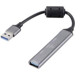 Renkforce RF-6250246 Hub USB 3+1 ports USB-A USB 2.0 480 MBit/s boîtier en aluminium noir RF-6250246