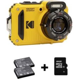 Kodak Pixpro WPZ2 + 2 Akku + microSD Bundle Appareil photo numérique 15 Mill. pixel Zoom optique: 4 x jaune avec accu, flash, carte mémoire stabilisation