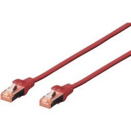 Digitus DK-1644-050/R RJ45 Câble réseau, câble patch CAT 6 S/FTP 5.00 m rouge sans halogène, torsadé par paire, avec cliquet dencastrement, ignifuge 1 pc(s)