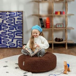 Wigiwama Pouf Ottoman Warm Hazel molletonné