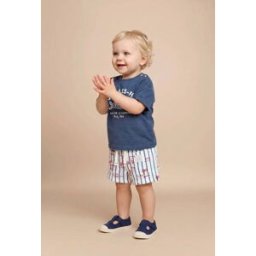 BOUT'CHOU Short rayé imprimé en coton BIO GOTS 12 mois